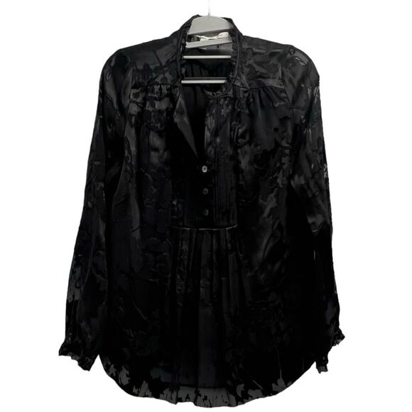 Diane Von Furstenberg Annalise V-neck Ruffle Silk Blend Blouse. - Picture 4 of 4